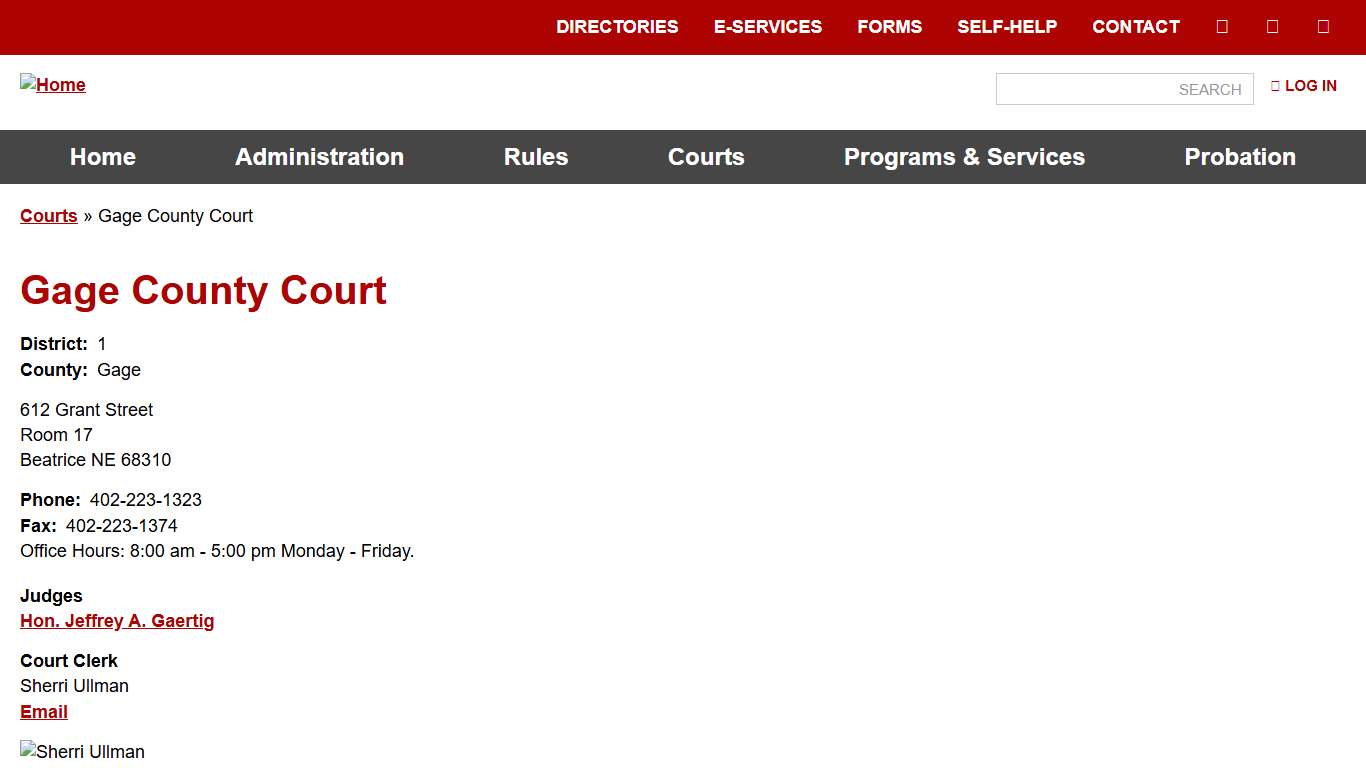 Gage County Court | Nebraska Judicial Branch