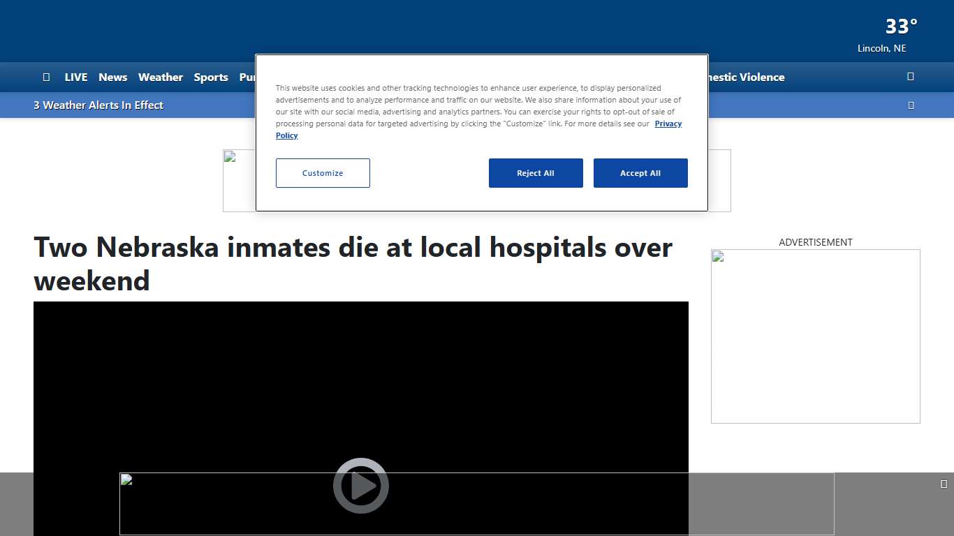 Two Nebraska inmates die at local hospitals over weekend