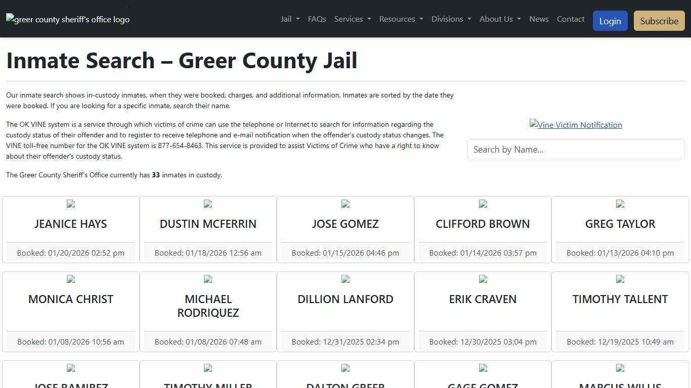 Inmate Search | Greer County Sheriff's Office